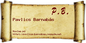 Pavlics Barnabás névjegykártya